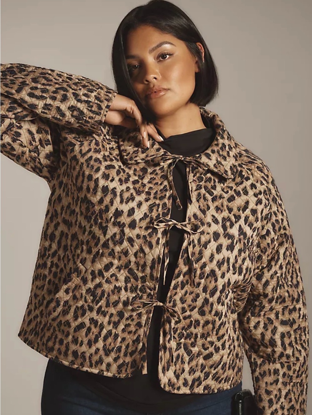 Let Me Be Anthropologie Quilted Cheetah Print Jacket